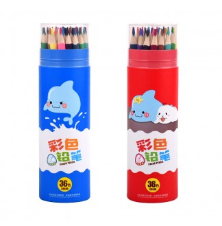 跳跳海豚三角木杆圆纸筒36色彩色铅笔(G-2630...