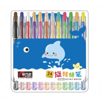 海豚跳跳短杆24色套装旋转蜡笔(G-01720)