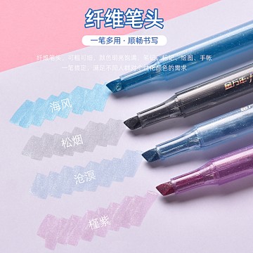 闪光蓝色系4色装宽头6mm荧光笔