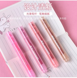 闪光粉色系4色装宽头6mm荧光笔
